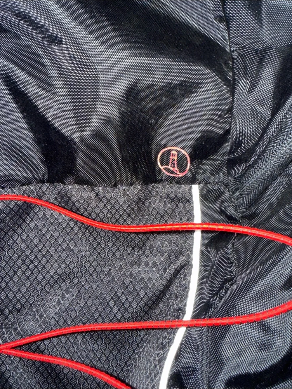 Lands' End Black Backpack with Red Bungee Cord